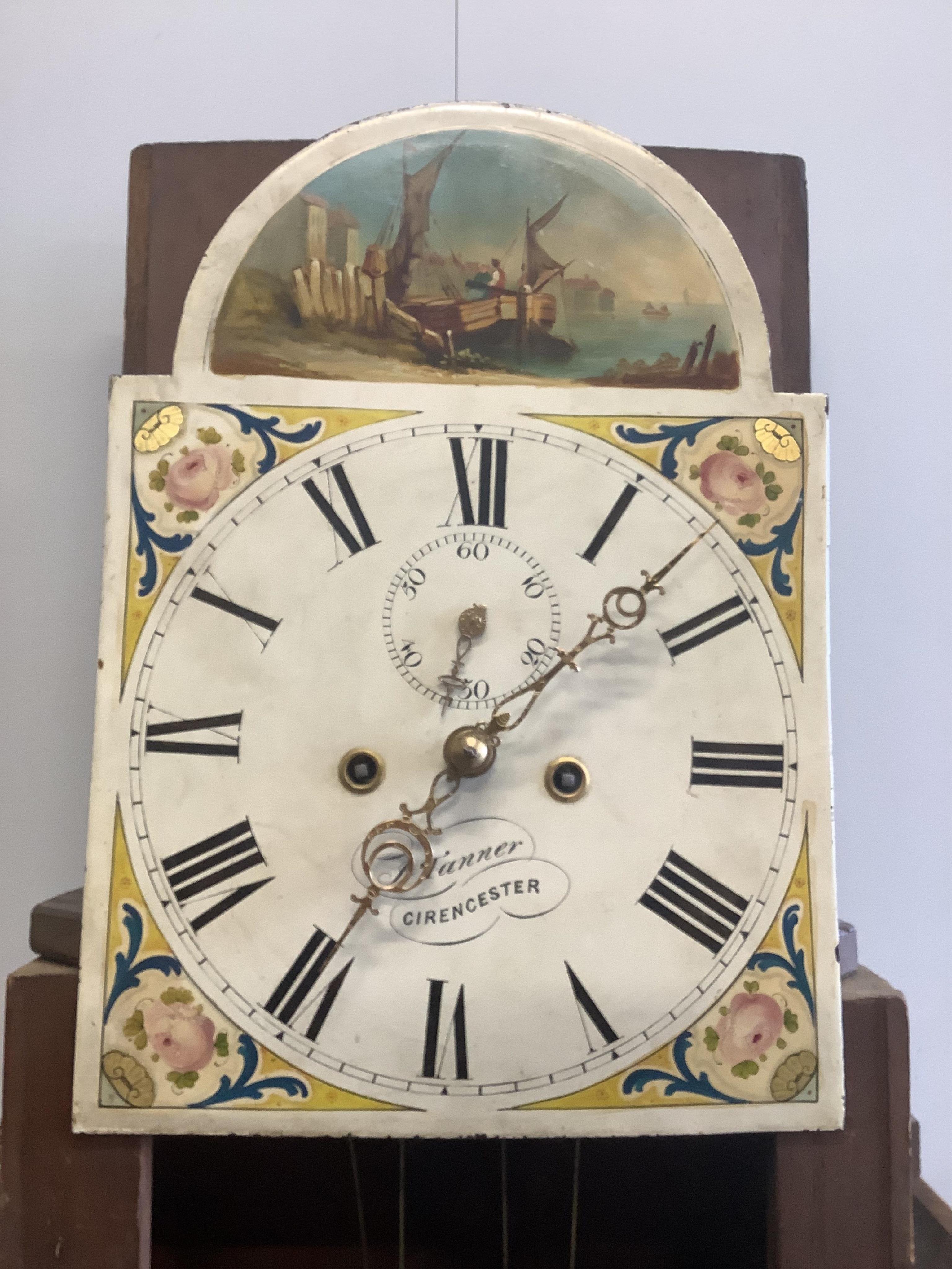 A longcase clock with painted dial, height 226cm